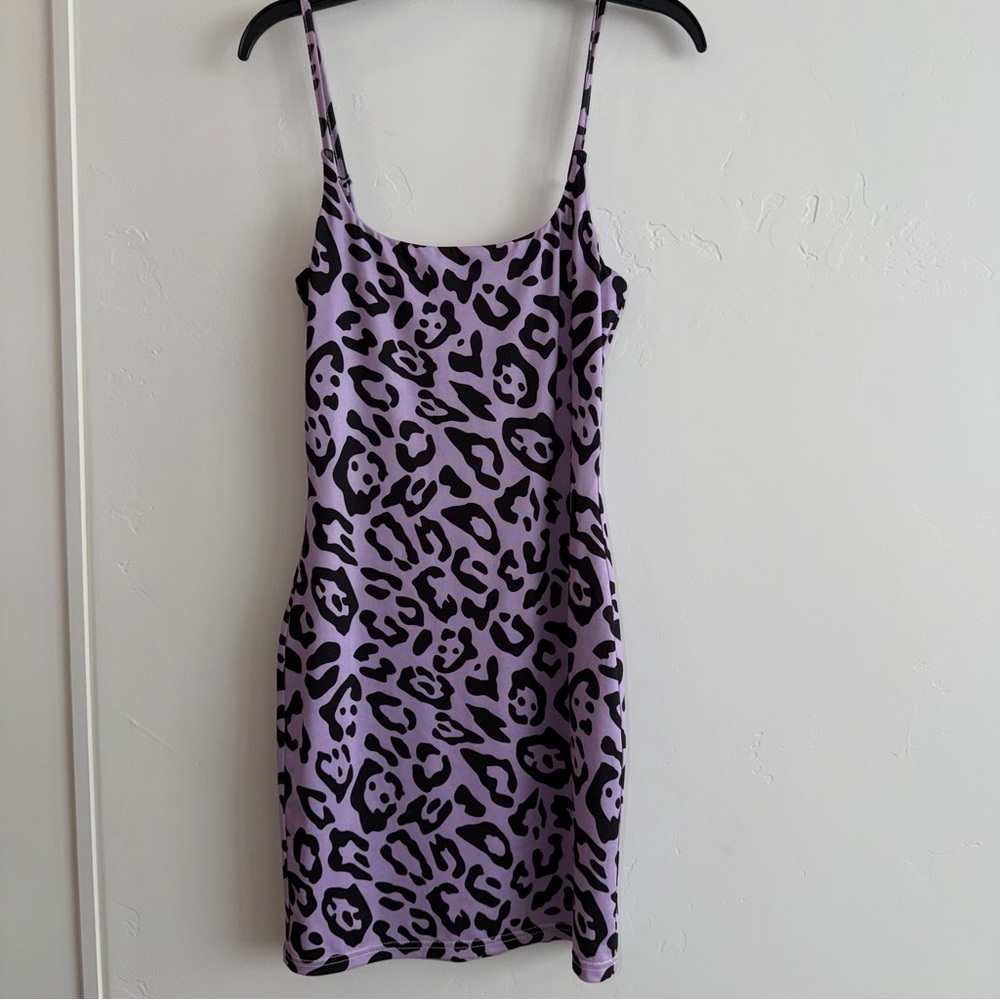 Superdown Purple Leopard Print Bodycon Mini Dress XS